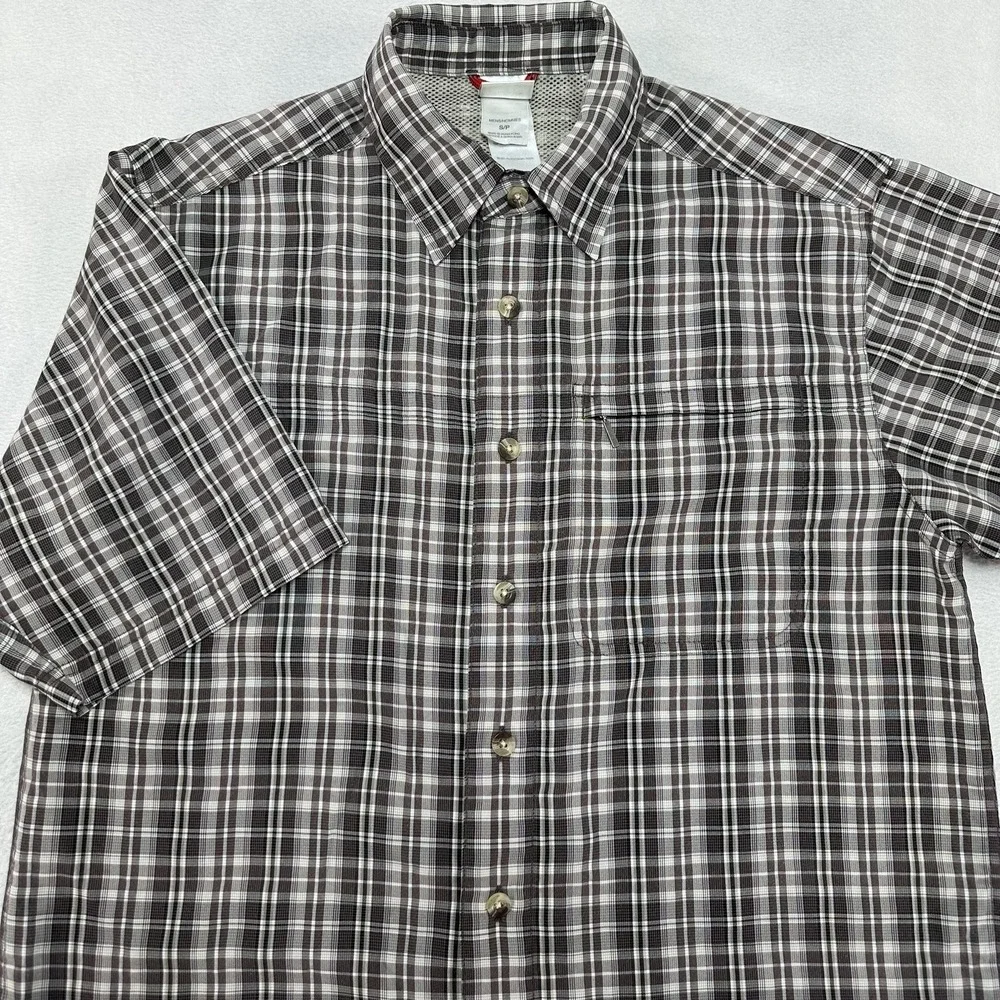 The North Face‎ Shirt Mens Small Gray Plaid Short Sleeve Button Hiking Outdoor